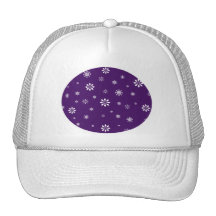 Purple and white snowflakes pattern mesh hat