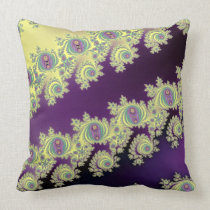 Purple and Yellow Fractal Striped Abstract Cotton pillows