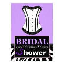 Purple and Zebra Bridal Shower Corset Invitation