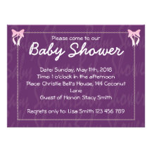 Purple Baby Girl shower invitation