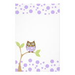Purple Baby Owl Customised Stationery