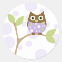 Purple Baby Owl Round Sticker