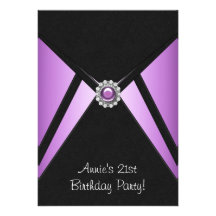 Purple Black 21st Birthday Party Invitation