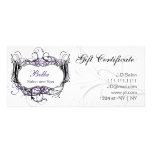 purple,black and white Chic Gift Certificates Rack Card Template