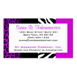 Purple & Black Animal Print Zebra and Leopard Business Cards