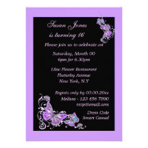 Purple black butterfly floral PERSONALIZE Announcements