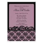 Purple & Black Damask Bridal Shower Invitation