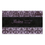 Purple Black Damask Business Card Interior Design