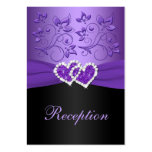 Purple, Black Floral Joined Hearts Enclosure Card Business Card