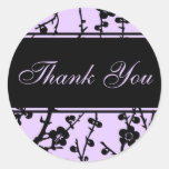 Purple Black Floral Thank You Envelope Seals Stickers
