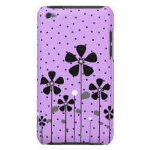 Purple & Black Flowers Barely There iPod Cases