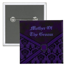 Purple & Black Goth Lace Wedding Pinback Buttons