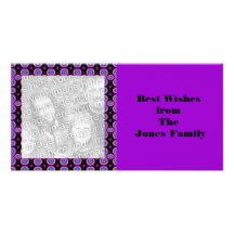 purple black pattern personalised photo card