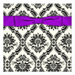 Purple Black Tie Party Black Damask Party Custom Invite