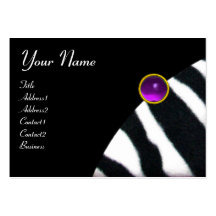 PURPLE BLACK WHITE ZEBRA FUR MONOGRAM ,Amethyst Business Card Template
