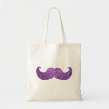Purple Bling moustache (Faux Glitter Graphic) Bag