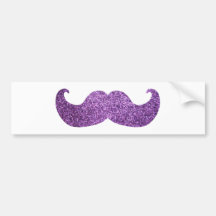 Purple Bling moustache (Faux Glitter Graphic) Bumper Sticker