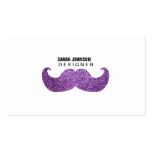 Purple Bling moustache (Faux Glitter Graphic) Business Card Templates