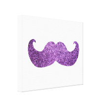 Purple Bling moustache (Faux Glitter Graphic) Canvas Print