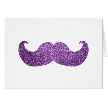 Purple Bling moustache (Faux Glitter Graphic) Greeting Cards