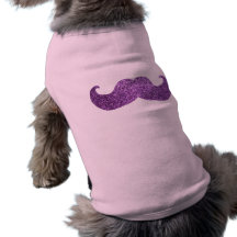 Purple Bling moustache (Faux Glitter Graphic) Pet Tee Shirt