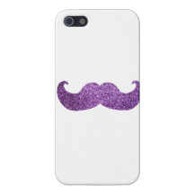 Purple Bling moustache (Faux Glitter Graphic) Case For The iPhone 5