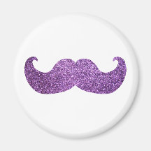 Purple Bling moustache (Faux Glitter Graphic) Magnet