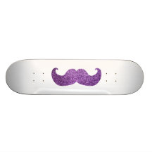 Purple Bling moustache (Faux Glitter Graphic) Skate Decks