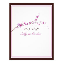 Purple Blossom Wedding RSVP Personalized Announcement