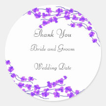 Purple Blossom Wedding Thank You Sticker