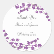 Purple Blossom Wedding Thank You Stickers