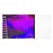 Purple Blue and Black background with ladder photo Picture Card