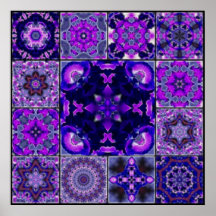 Purple & Blue Iris Flower Petals, Mosaic Montage Print