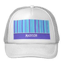 Purple & Blue Stripes; Striped Trucker Hat