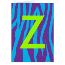 Purple & Blue Zebra Print Greeting Cards