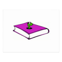 Purple Book Worm Post Cards