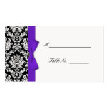 Purple Bow Damask Wedding Placecards business cards