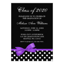 Purple Bow Polka Dots Graduation Announcement