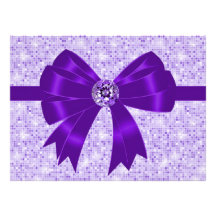 Purple Bow Sparkle Girls 18th Birthday Party Personalized Invitation