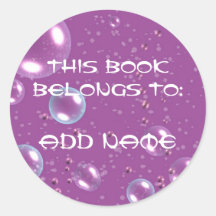 Purple Bubble Bookplate Sticker