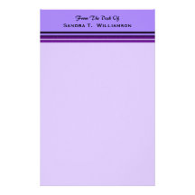Purple Business Stripes Personalized Stationery