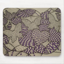 Purple Butterflies Doodle Mousepad