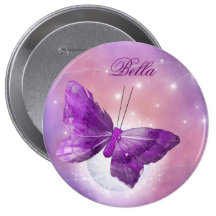 Purple Butterfly Fantasy Moon Designs Pinback Buttons