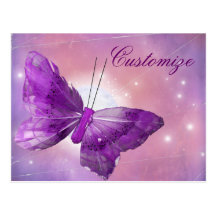 Purple Butterfly Fantasy Moon Designs Post Cards