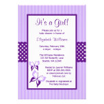 Purple Butterfly Stripes and Dots Baby Shower Personalised Invite