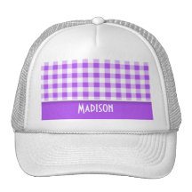Purple Checkered Gingham; Cute Hat
