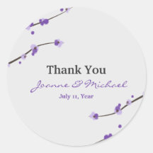 Purple Cherry Blossom Favour Stickers