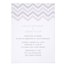 Purple Chevron Wedding Invitation