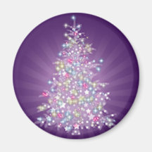 Purple Christmas Tree Refrigerator Magnets