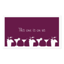 Purple cocktail wedding event custom drink ticket business cards